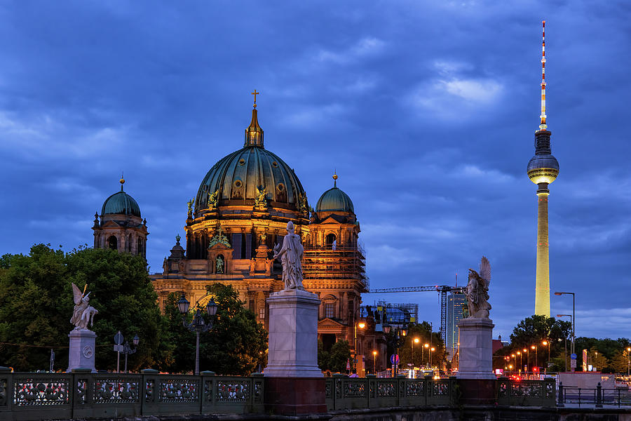 Berlin Evening Skyline With Cathedral Photograph by Artur Bogacki