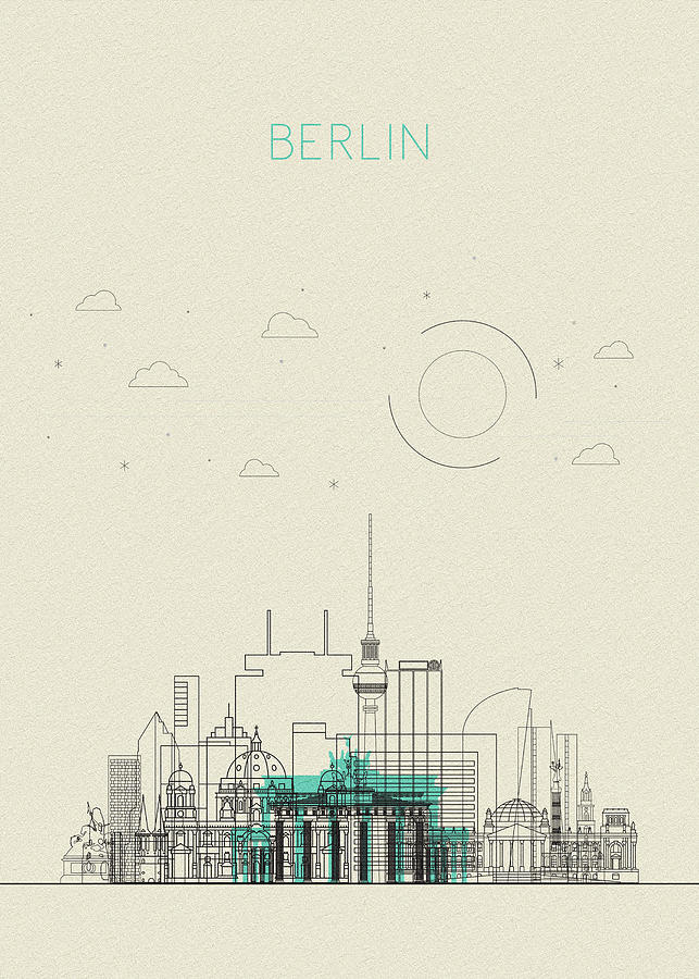 Berlin, Germany Abstract City Skyline Drawing by Inspirowl Design