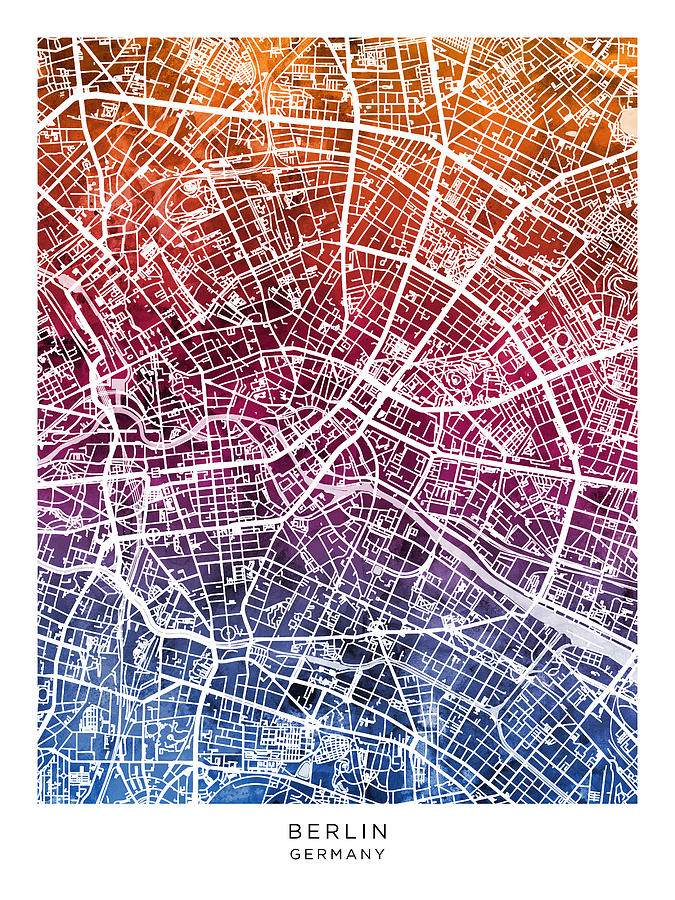 Berlin Digital Art - Berlin Germany City Map #53 by Michael Tompsett