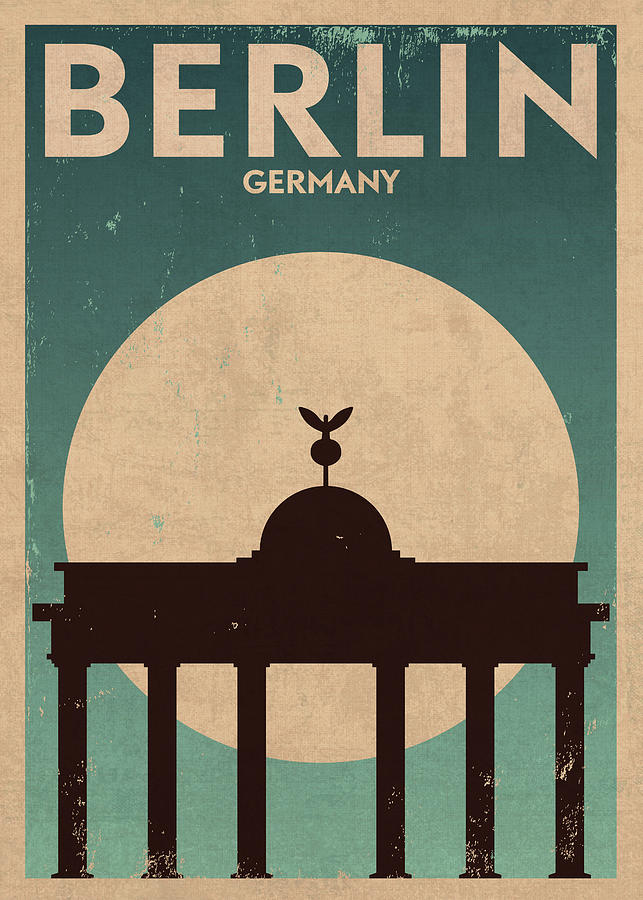 Berlin Germany Retro Vintage Travel Poster Mixed Media by Design Turnpike Art