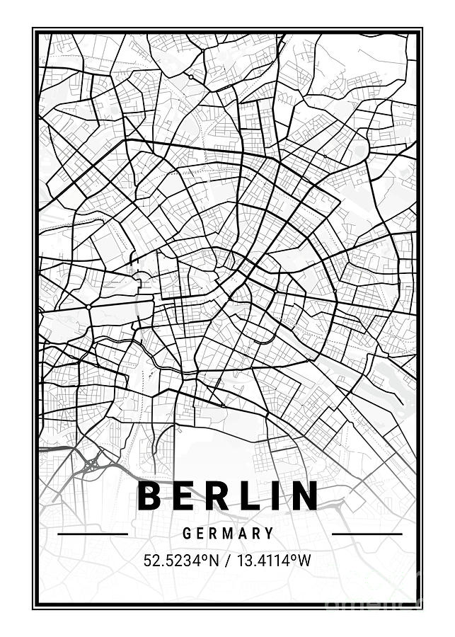 Berlin - Germary Light City Map Digital Art by Tien Stencil - Pixels