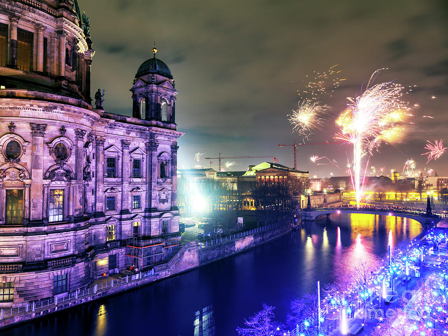 Berlin New Years Fireworks 2018 in Germany Photograph by John Rizzuto