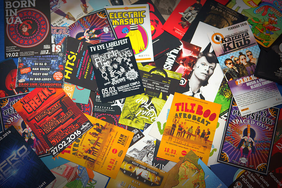 Berlin nightlife and music scene: flyers, leaflets and advertisements Photograph by Maxiphoto