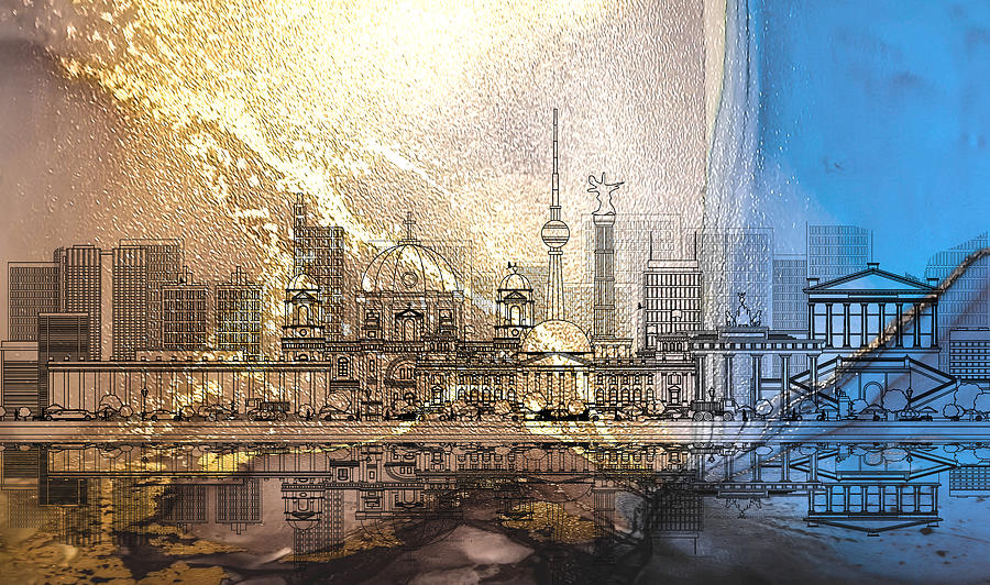 Berlin Skyline 01 Painting by Miki De Goodaboom