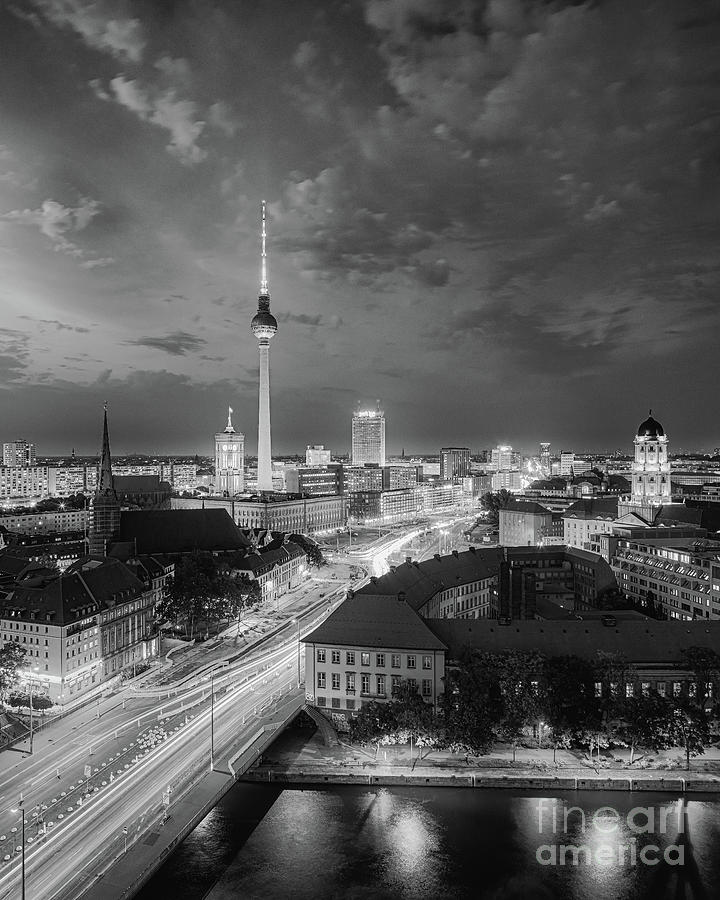 Berlin Skyline in Black and White Photograph by Henk Meijer Photography