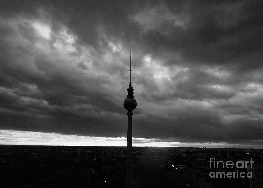 Berlin TV tower bw Photograph by Rudi Prott