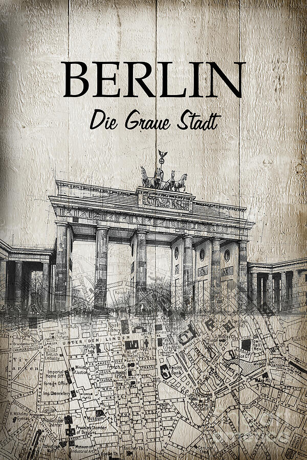 Berlin, the Gray City, German travel poster Mixed Media by Delphimages Photo Creations
