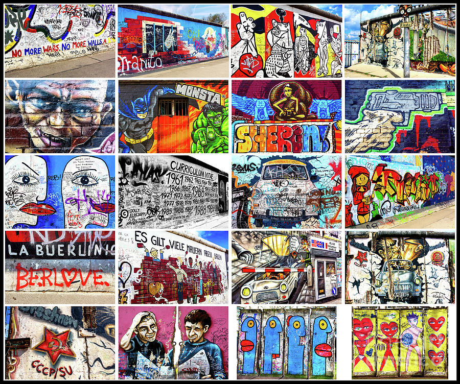 Berlin Wall Murals America - Fine Photograph by Art Collage John Rizzuto