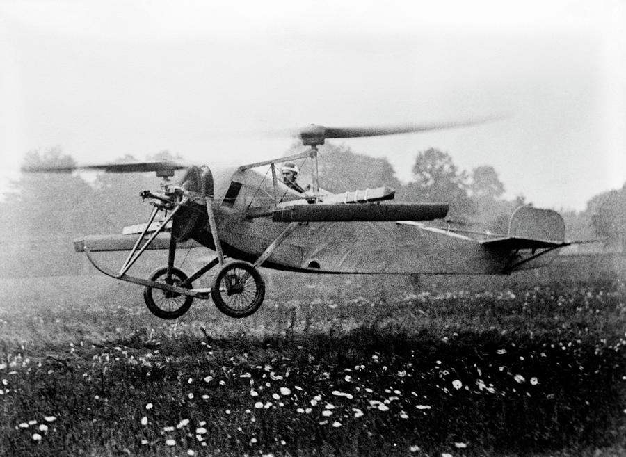 Berliner Helicopter Hovering In Field - Circa 1922 Photograph by War Is Hell Store