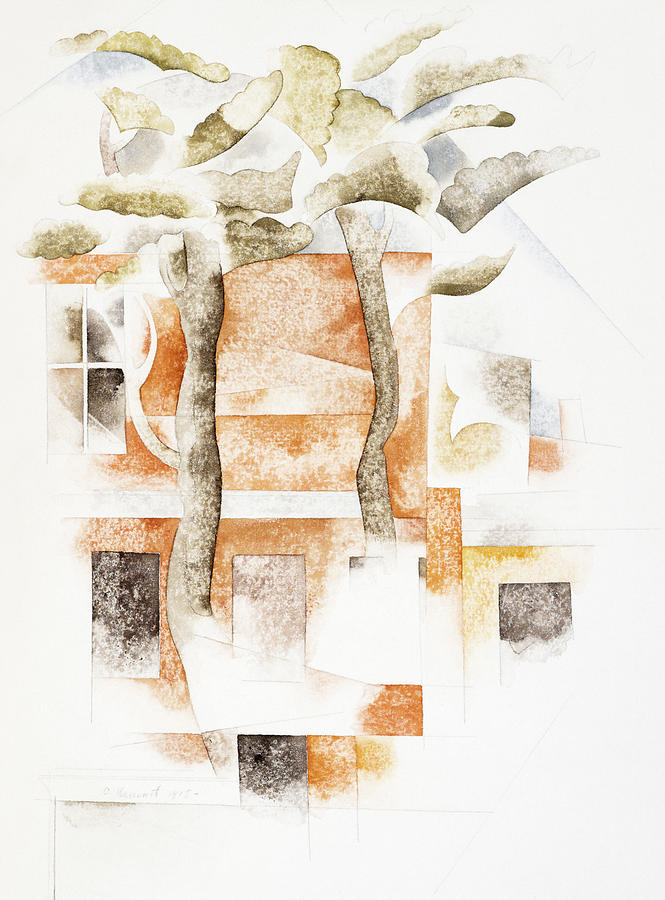 Abstract Painting - Bermuda, Houses Seen Through Trees by Charles Demuth