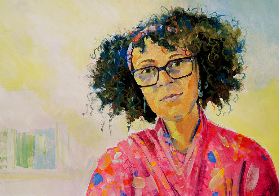 Bernardine Evaristo Portrait Painting Painting by Mike Jory