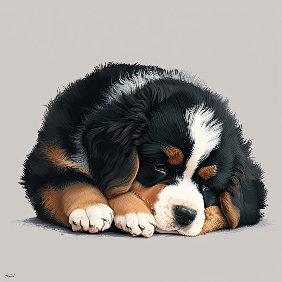 Bernese Mountain Dog Puppy Digital Art by Fred J Lord