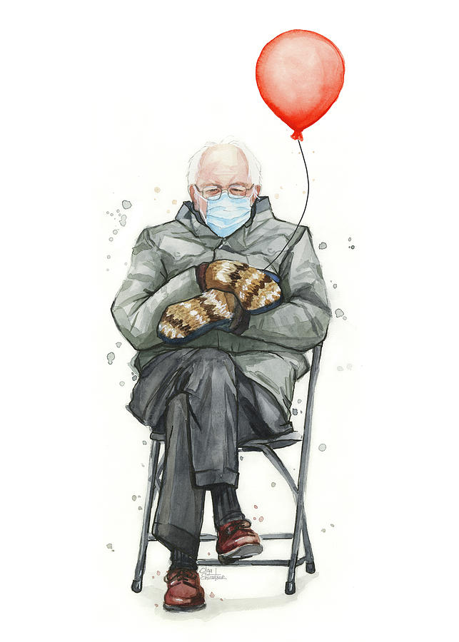 Mittens Painting - Bernie in Mittens Birthday Party by Olga Shvartsur