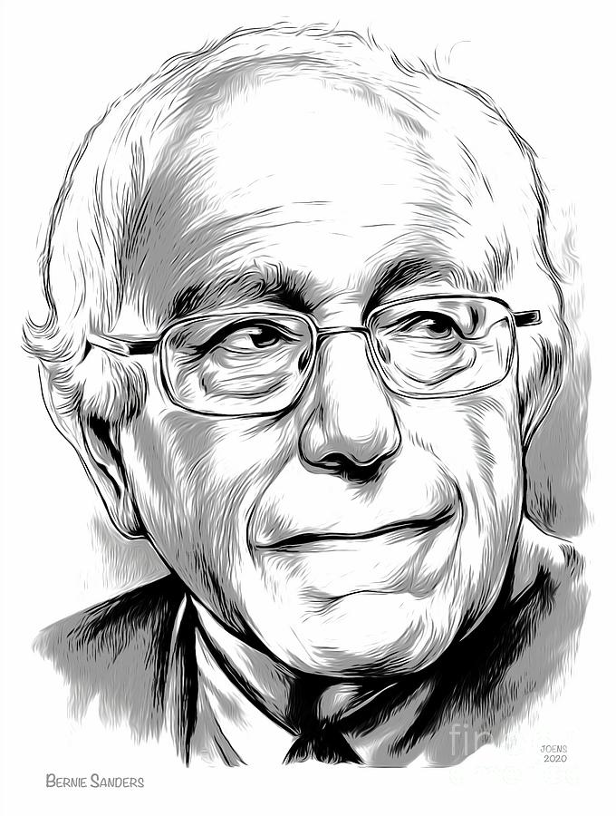Politician Digital Art - Bernie - line art by Greg Joens