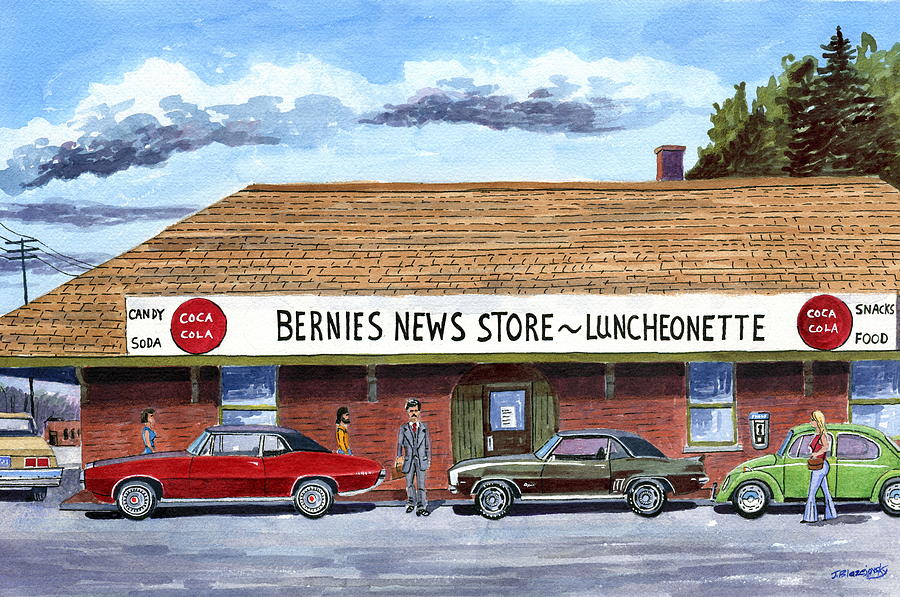 Bernies News Store Painting by Jeff Blazejovsky