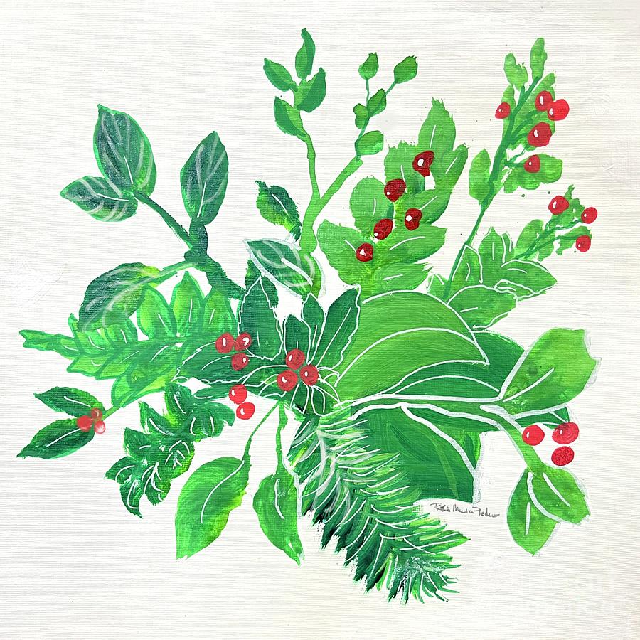 Berries and Leaves  Painting by Robin Pedrero