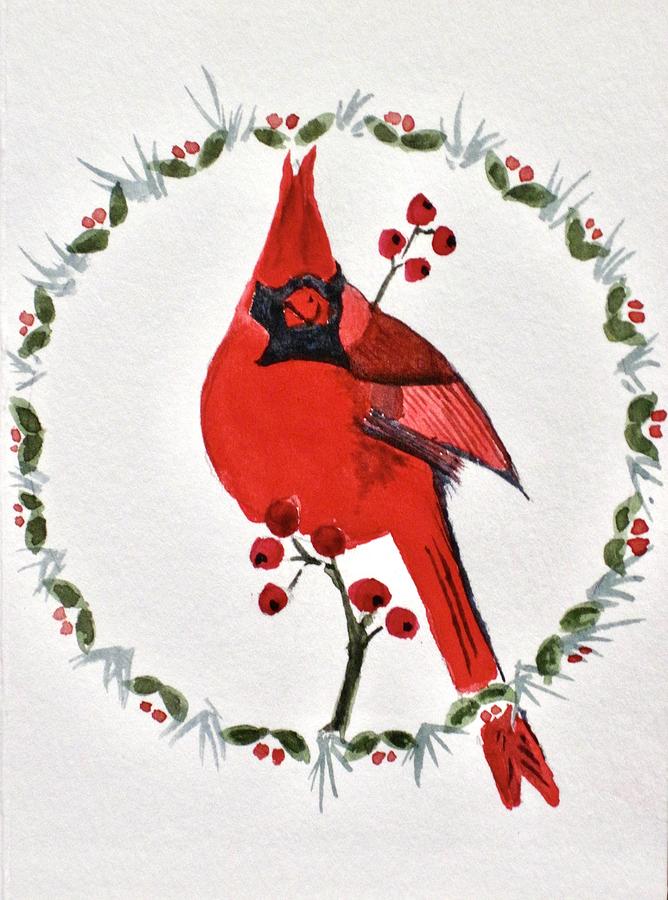 Berry cardinal Painting by Dominique Bachelet