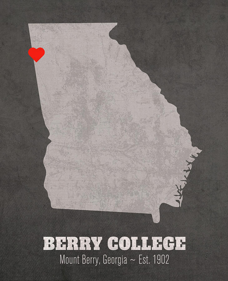 Berry College Mount Berry Georgia Founded Date Heart Map Mixed Media By   Berry College Mount Berry Georgia Founded Date Heart Map Design Turnpike 