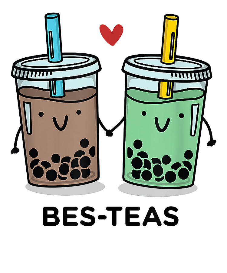 Bes-Teas - Besties Best Friends Bubble Tea Boba Cute Drawing by ...