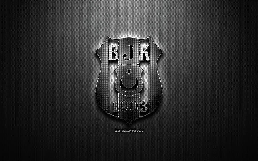 Besiktas FC black metal background Super Lig turkish football club ...