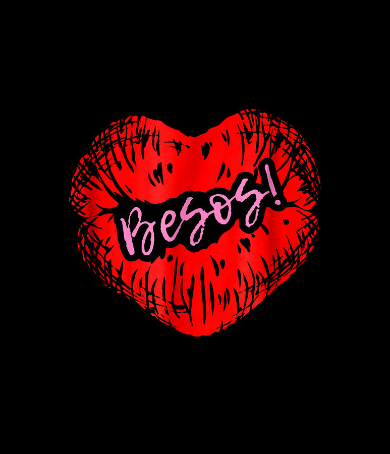 besos-kisses-in-spanish-in-red-heart-valentines-day-digital-art-by-quynh-vo