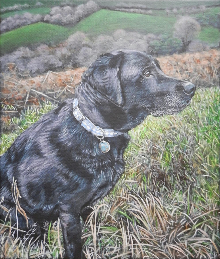 Bess the Black Lab Painting by John Neeve