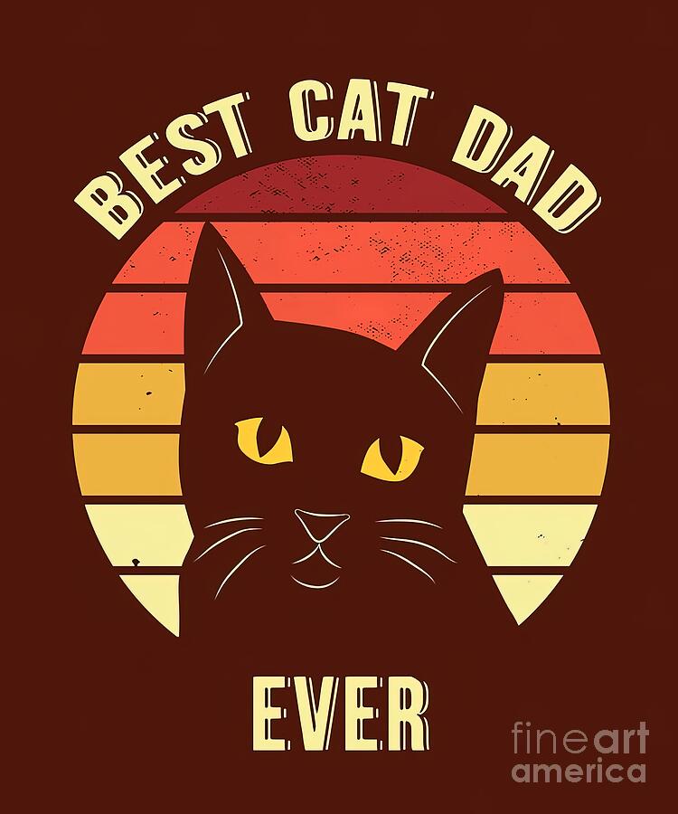 Best Cat Dad Ever Vintage Funny Cat Daddy Day Tapestry Textile By 5092