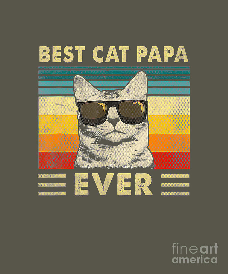 Best Cat Papa Ever Vintage Retro Cat Dad Father Tapestry - Textile by ...