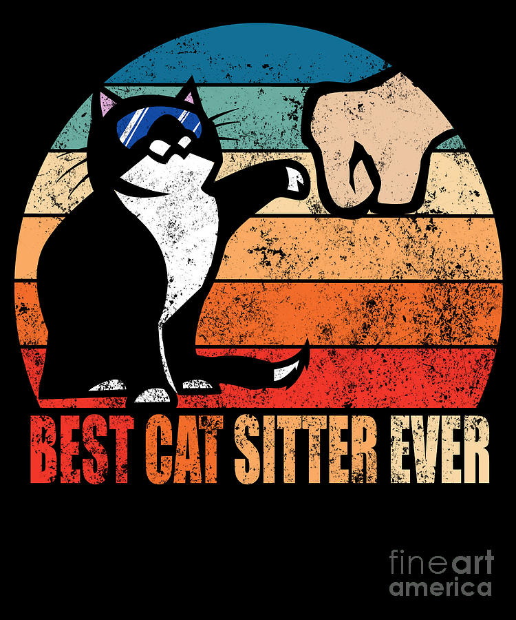 Best Cat Sitter Ever Funny Fist Bump design Digital Art by Sel Mermaid