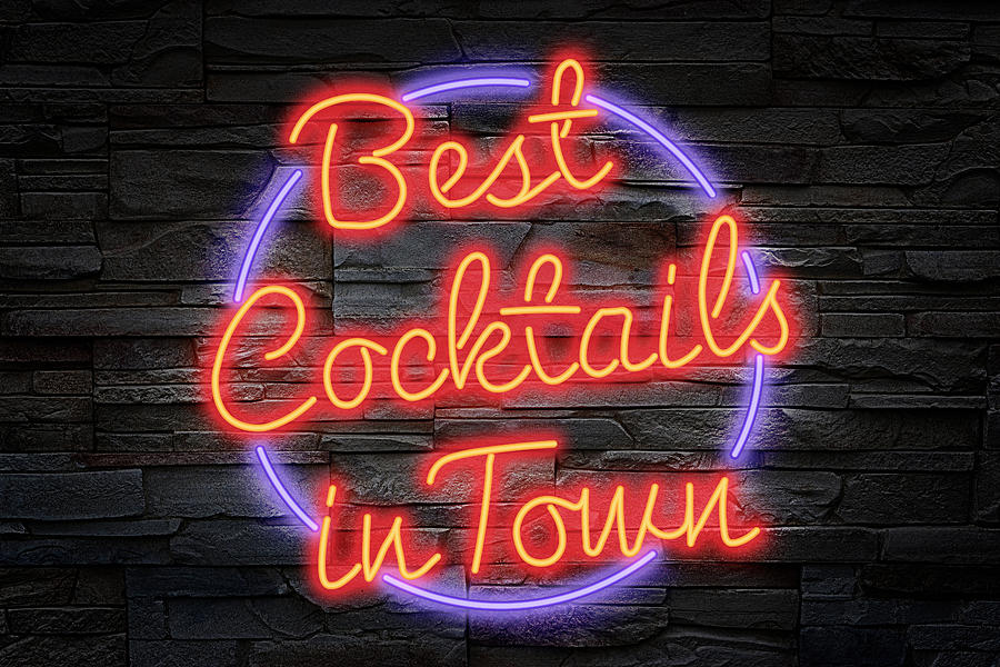 Best Cocktails Neon On Brick Photograph by Ricky Barnard