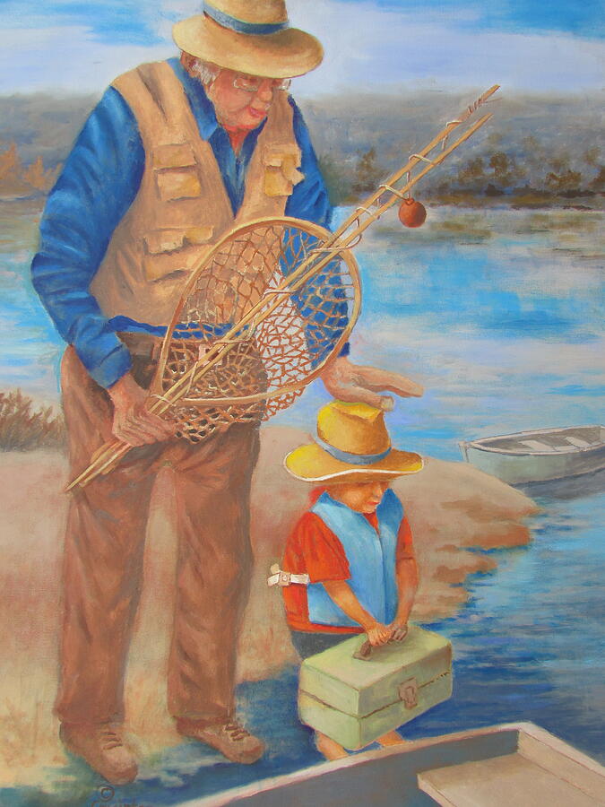 Best Fishing Buddy Painting by Tony Caviston