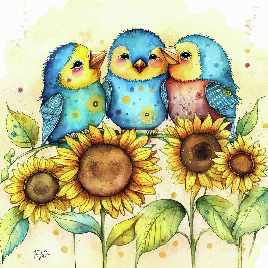 Best Friend Bluebirds Painting by Tina LeCour