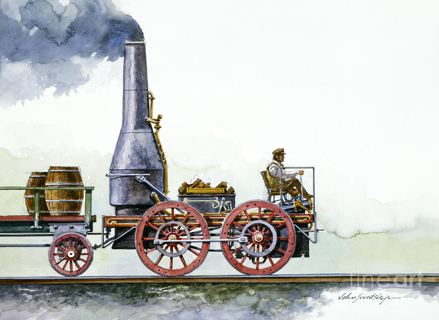 Best Friend of Charleston Locomotive - Side View Painting by John Swatsley