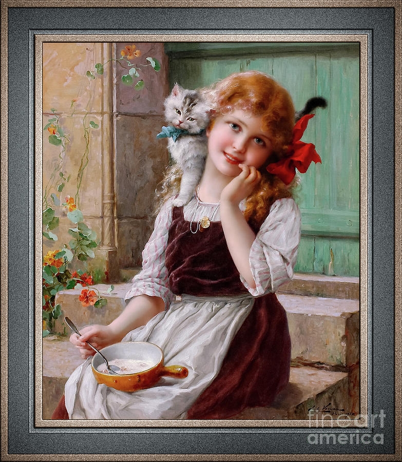 Best Friends by Emile Vernon Vintage Xzendor7 Old Masters Reproductions Painting by Rolando Burbon