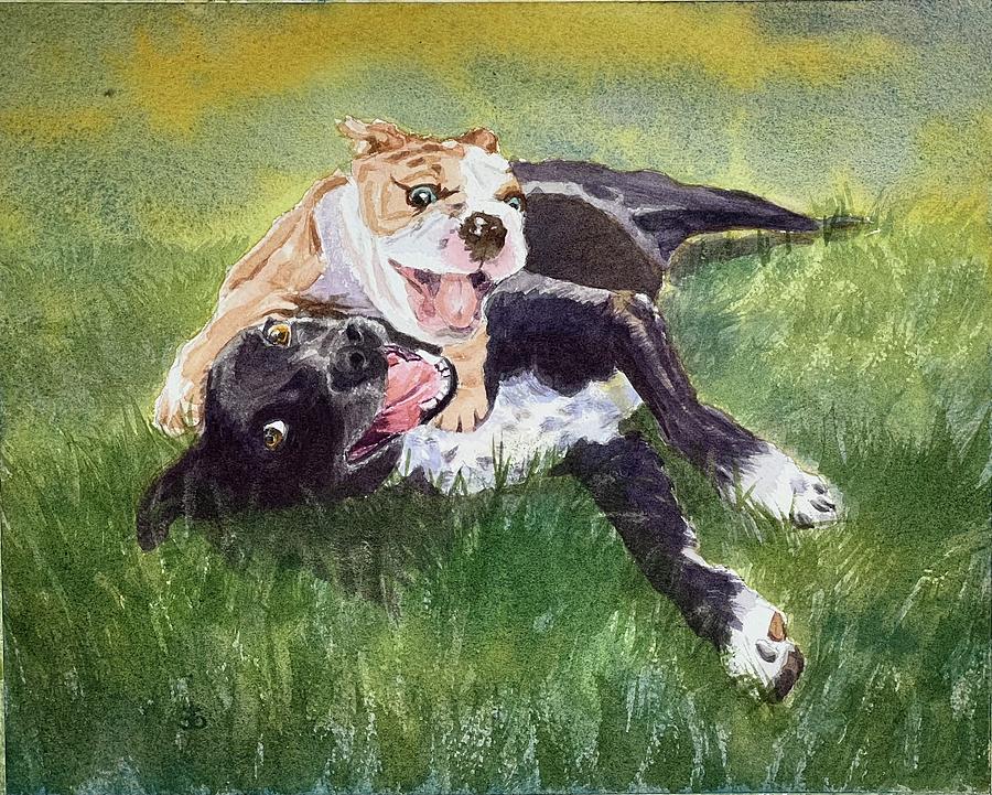 Best Friends Turbo and Penny Painting by Cindy Bale Tanner