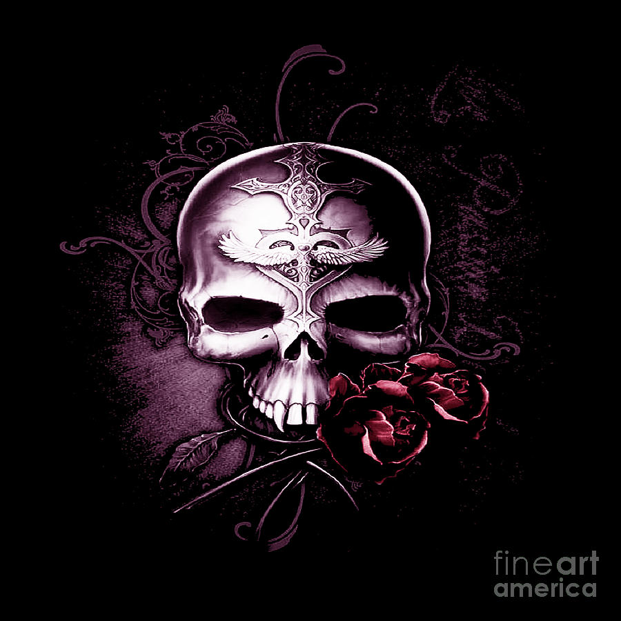 Best logo Skull and roses Digital Art by Danilo - Fine Art America