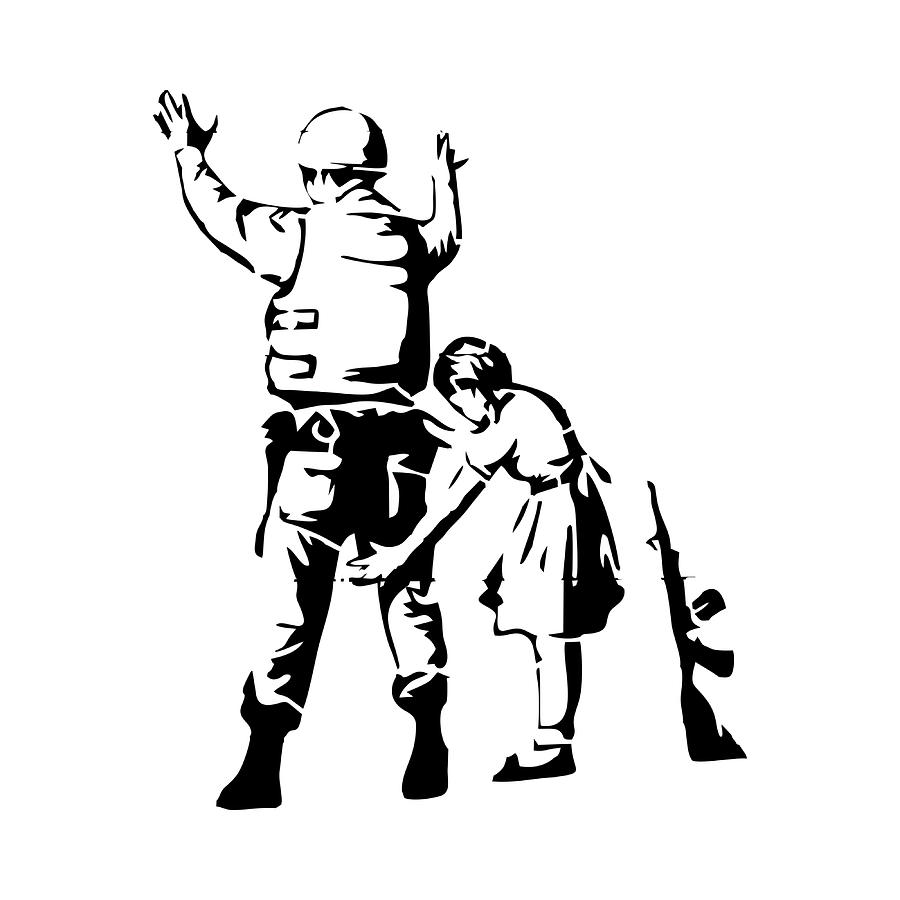 BEST SELLING Banksy Girl Searching Soldier retro Painting by Roxanne ...