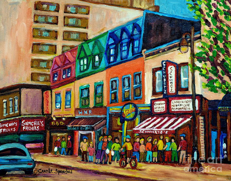 Best Smoked Meat Sandwich Main Street Montreal Schwartzs Hebrew Deli Rue St Laurent C Spandau Art Painting by Carole Spandau