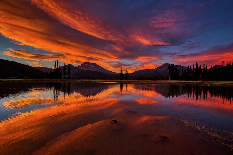Best sunset at Sparks Lake Photograph by Lynn Hopwood