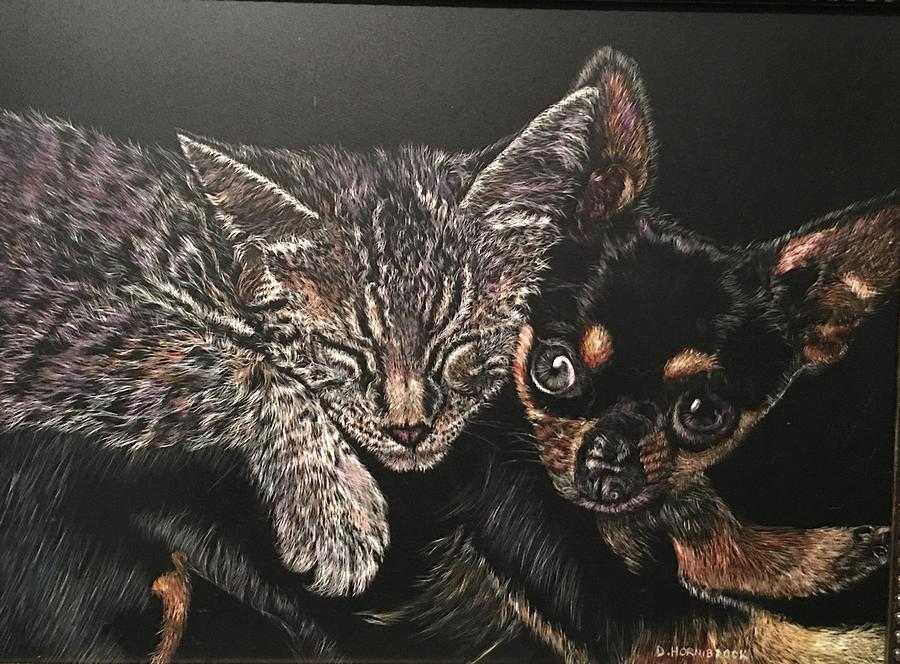 Best to let sleeping cats lie Painting by Debbie Hornibrook