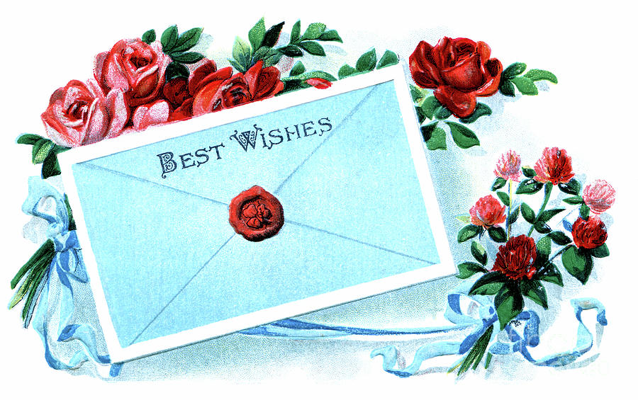 Best Wishes Card with seal Drawing by Pete Klinger