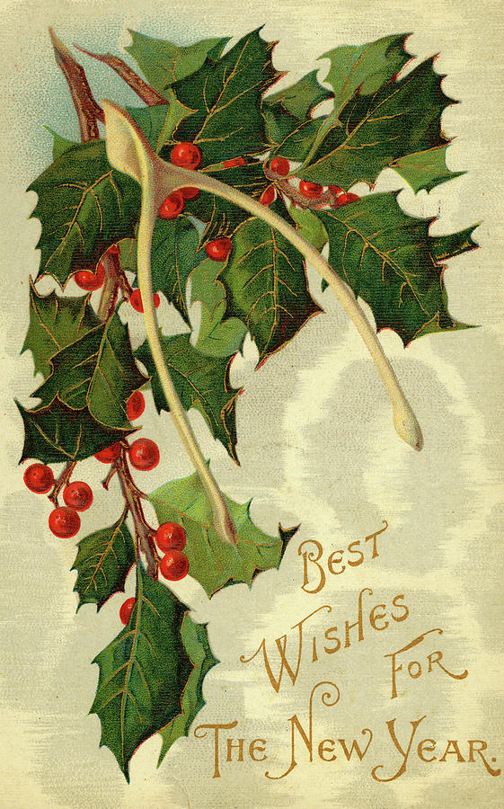 Best Wishes for The New Year Painting by Vintage Postcard - Fine Art ...