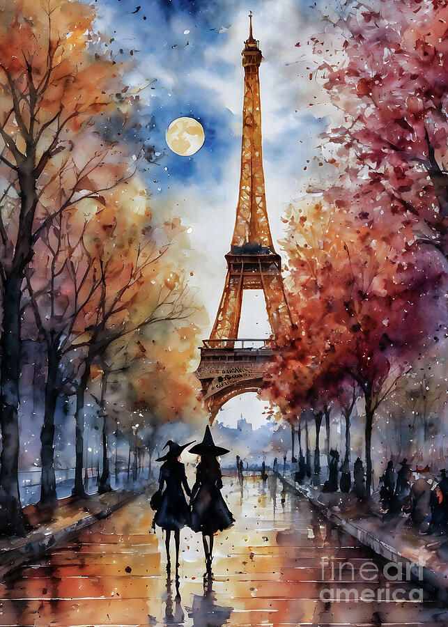 Witches Painting - Best Witches in Paris by Lyra OBrien