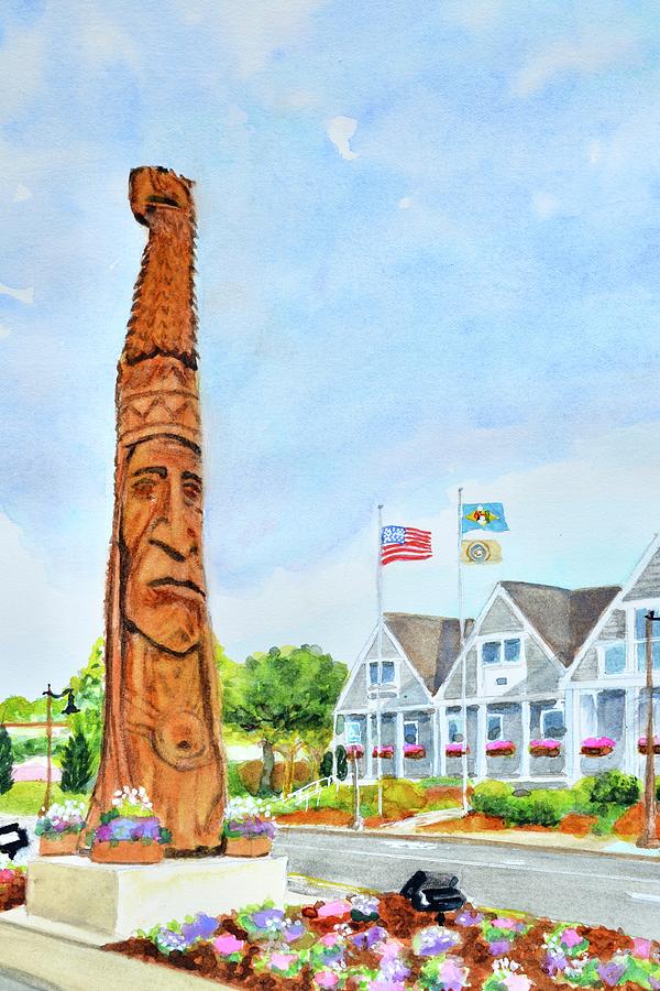 Bethany Beach Chief Little Owl Totem Pole Painting by Patty Kay Hall