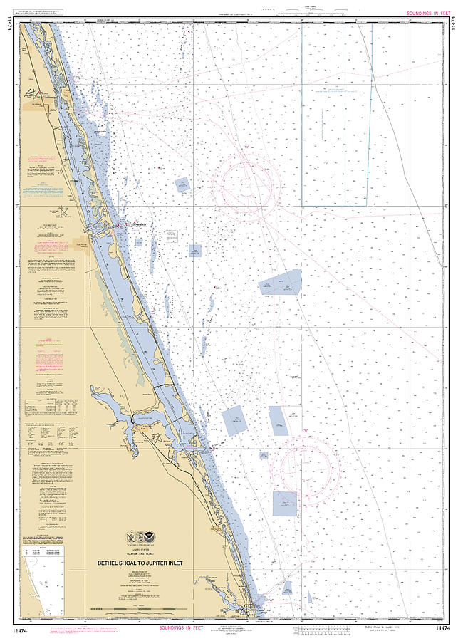 Bethel Shoal to Jupiter Inlet, NOAA Chart 11474 Digital Art by Nautical ...