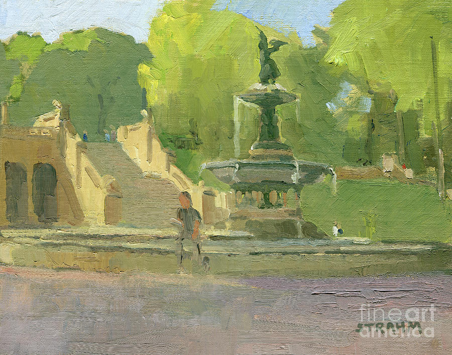 Central Park Painting - Angel of the Waters - Bethesda Terrace, Central Park, New York City by Paul Strahm