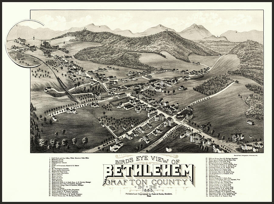 Bethlehem New Hampshire Vintage Map Aerial View 1883 Photograph by ...