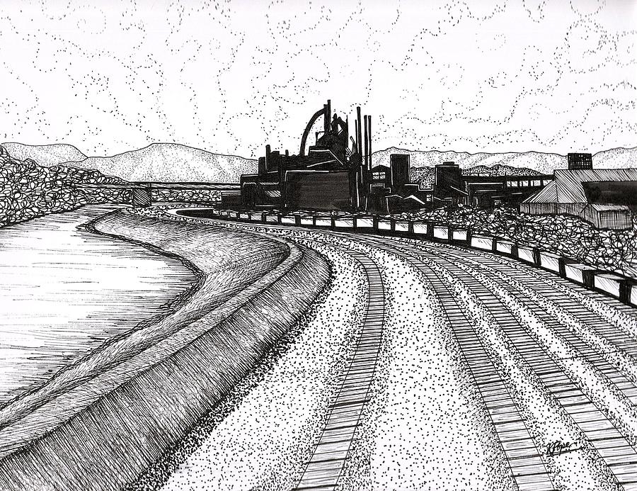 Steel Symphony Bethlehem Steel Stacks Drawing by Kenneth Pope