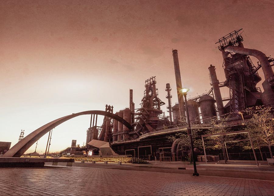 Bethlehem SteelStacks and Sculpture 1950s Style  Photograph by Jason Fink