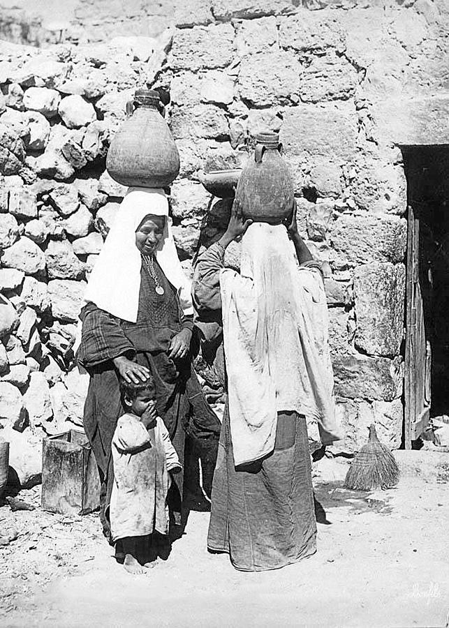 Bethlehem Women with Water Jars in 1880 Photograph by Munir Alawi ...